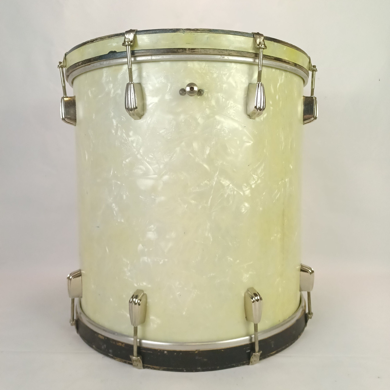 Slingerland 16x16" 1944 WW2 Virgin Floor Tom Drum Radio King White Marine Pearl — main photograph