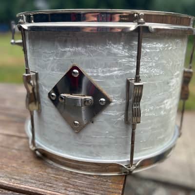 PRE SERIAL Ludwig No. 444 Club Date 9x13" Rack Tom with Keystone Badge 1961-1964 WHITE MARINE PEARL WMP image 6