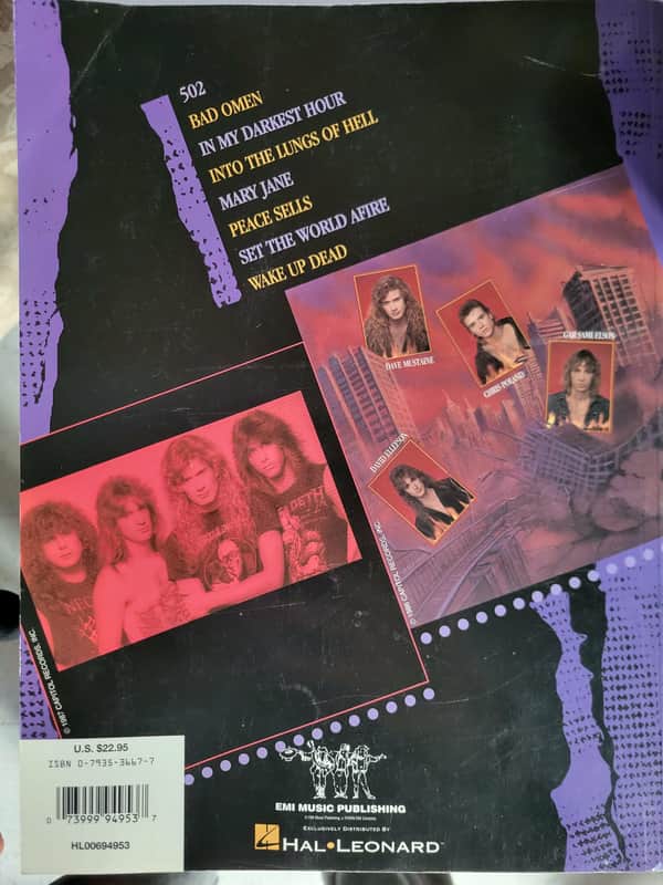 Hal Leonard Megadeth – Peace Sells… But Who’s Buying? (Guitar Recorded Versions) – First Edition Hal Leonard 1994 1994 image 1