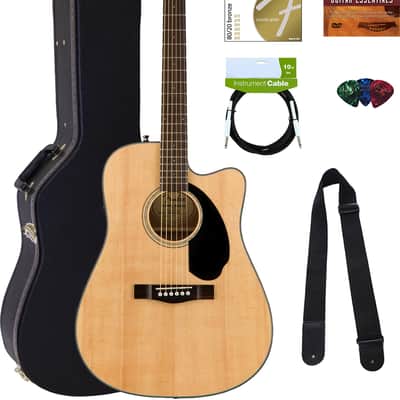 Fender CD-60SCE Solid Top Dreadnought Acoustic-Electric Guitar - Natural w/ Hard Case image 1