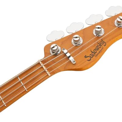 Sadowsky MetroExpress 21-Fret Hybrid P/J Bass, Roasted Maple Fingerboard, 4-String - Tobacco Sunburst Transparent High Polish image 7