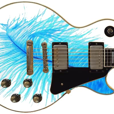 Sticka Steves Guitar Skin Axe Wrap Re-skin Vinyl Decal DIY Blue Feather 352 image 1