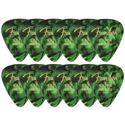 Fender Premium Celluloid 351 Shape Guitar Picks, Extra Heavy, Green Moto, 12-Pack image 3