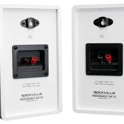2) Rockville RockShelf 58W White 5.25" Home Bookshelf Speakers+8" Speaker Stands image 6