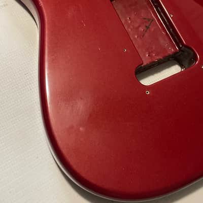 1995 MIM Fender Mexico Candy Apple Red Stratocaster Guitar Body 6 Post Tremolo image 15