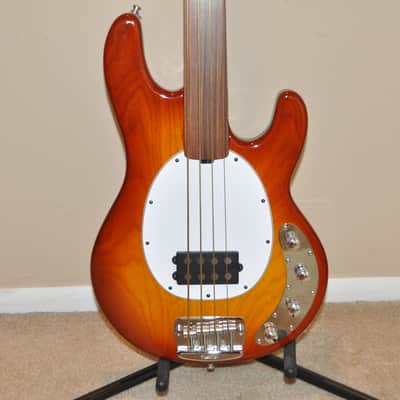 Music Man Stingray Fretless Bass Guitar- Orange Burst image 1