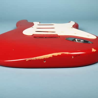 1994 Squier Stratocaster Ferrari Red Guitar Body w/ Pickguard image 10