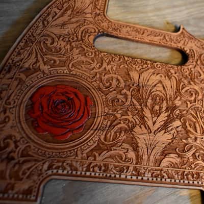 Wood Pickguard for Fender Telecaster Laser engraved Real Cherrywood with Unique Artwork image 4