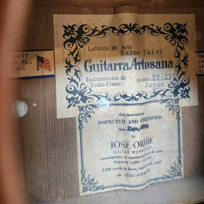 Jose Oribe Guitarra Artesanna by K. Yairi KY-215 *Traditional Flamenco* - Vintage 1972 - Spruce/Cypress - w/ HSC image 3