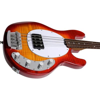 Sterling by MusicMan StingRay RAY34FM-HCB-R2, Heritage Cherry Burst, electric bass image 5