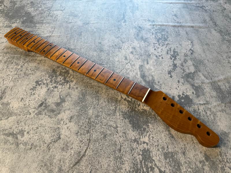 BMC Guitar Neck Tele® Telecaster® 22 Fret Roasted 3AAA Flame Maple With Maple Fingerboard Nitro Lacquer Rounded Fret Ends - 9.5 Radius TRMMF22 3A #2 image 1