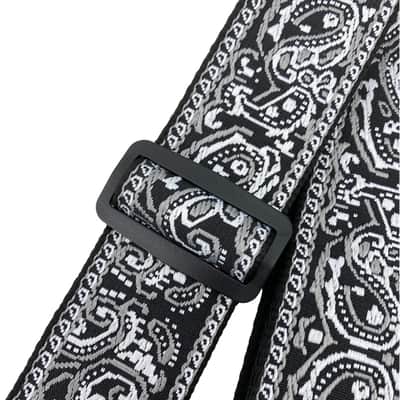Black Woven Embroidered Guitar Strap - Vintage Style for Electric & Acoustic image 5