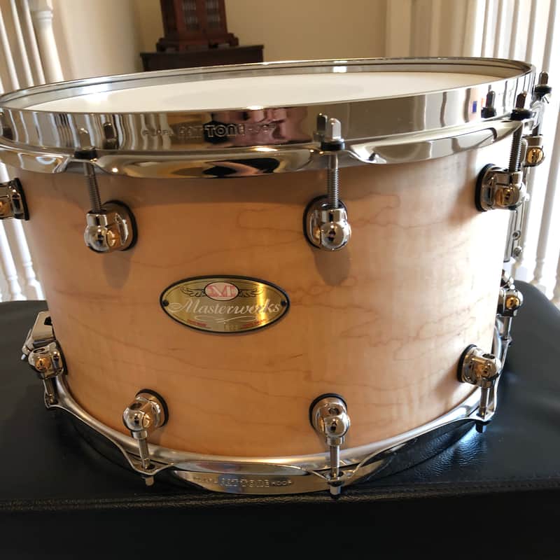 Pearl Masterworks Maple /Birch 14”x8” Snare Drum Matte Natural Flame Maple image 1