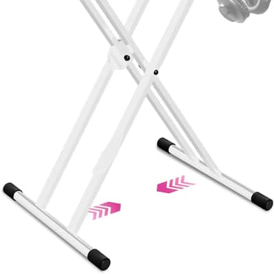 Piano Keyboard Stand - X Style Adjustable and Portable Heavy Duty Music Stand for Kids and Adults - Fits 54 61 88 Key Electric Pianos - Double Braced Foldable Digital Piano Table Frame (White X-Style) image 1