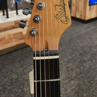Suhr Firehouse Guitars Exclusive Modern HH Carve Top, Trans Amber w/ Case image 3