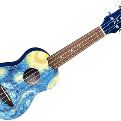 LUNA Starry Night Soprano UKULELE w/ Light Case new Uke - Mahogany - Blue image 2
