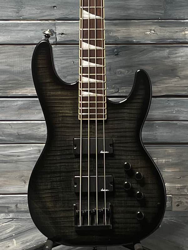 Used Jackson Active 4 String Electric Bass with Gig Bag- Flame Black image 1
