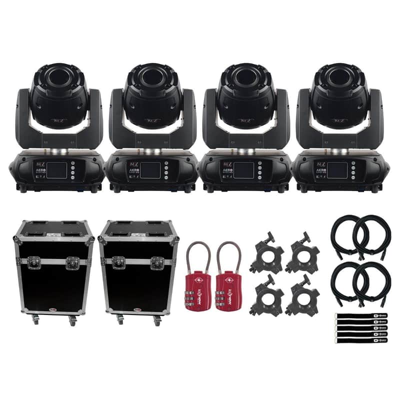 JMAZ Lighting AERO SPOT 60 LED DMX Moving Head Lights 4 Pack w Road Cases image 1