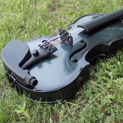 Glasser AEX Carbon Composite Acoustic Electric 4-String Violin 4/4 size 2020s Gun Metal image 3