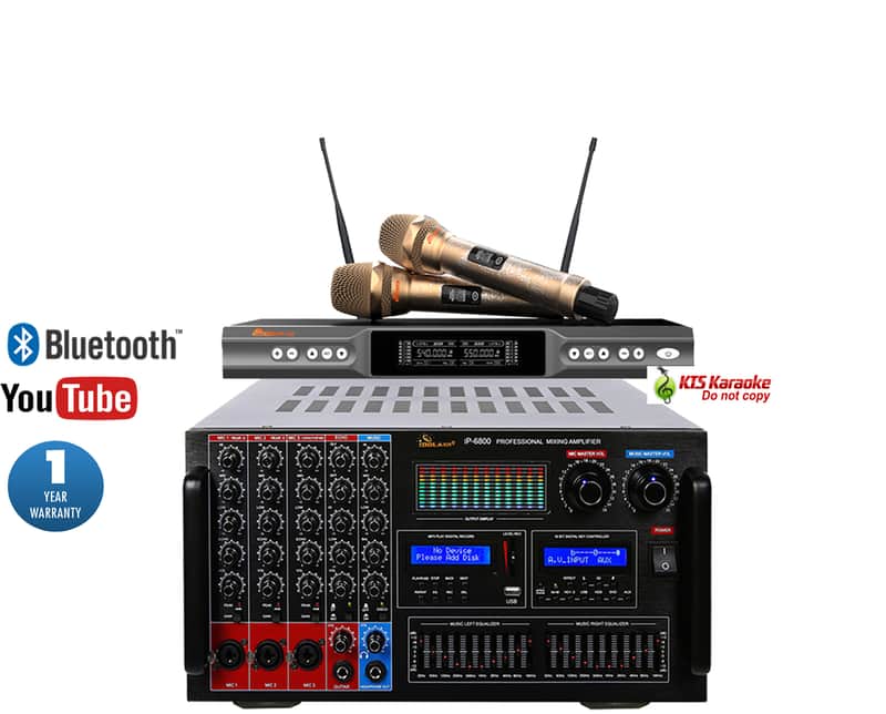 IDOLmain IP-6800 Mixing Amplifier And UHF-X2D Wireless Microphones Home Karaoke System image 1