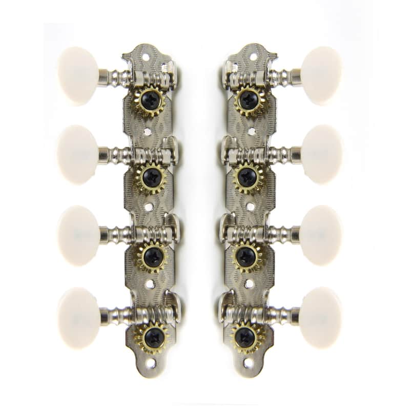 4-on-Plate Classic Style Mandolin Tuning Keys Tuners Head Pegs ,Nickel (1Lx1R) image 1