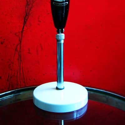 Vintage 1960's Calrad DM-9 dynamic microphone black harp mic w stand Olson Lafayette prop display image 1