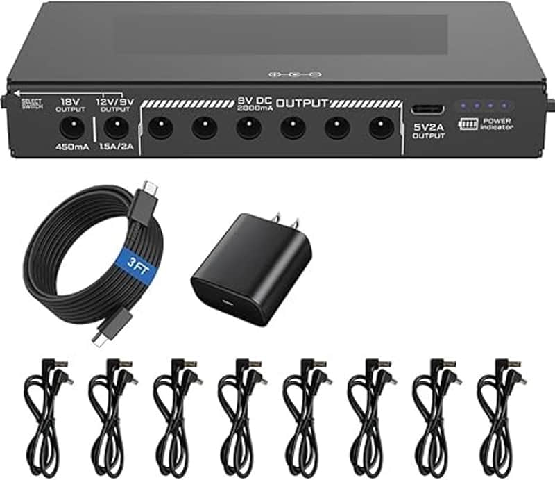 Rechargeable Guitar Pedal Power Supply | 12800 High-Current 2000mA 9V 12V 18V 5V for Pedal Board and More Devices | Compact Convenient Quiet Powerful Model PB-051 image 1