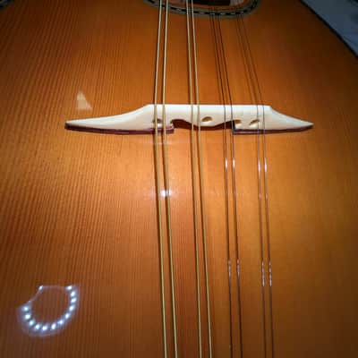Taisamlu A-Shape Mandolin with strap and soft case.  Fresh set up.  New strings.  Nut and bridge saddle are bone.  Plays nicely.  Sounds great.  Its loud! image 8