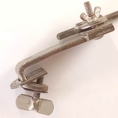 Ludwig Cymbal 1/4"Rod L-Arm Vintage 30s Nickel Clamp-On Bass Drum Hoop Mount USA image 2