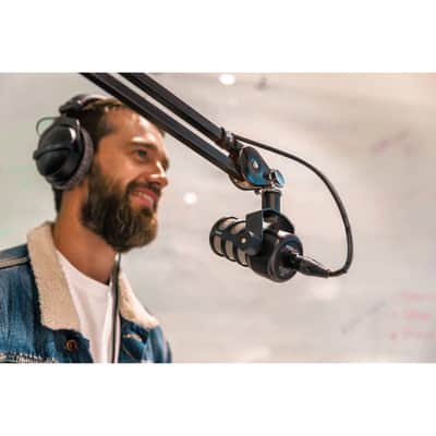 Rode PodMic Dynamic Podcast Microphone with Rode Tripod Desktop Mic Stand, XLR Cable and StreamEye Polishing Cloth image 6