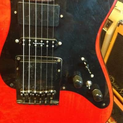 Vintage 80's Schecter Saturn Tele Electric Guitar HSH Trans Red image 2
