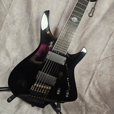 Aguda Black Hole Limited Run 7 String Multiscale 2024 - Gloss Black Headless Guitar image 8