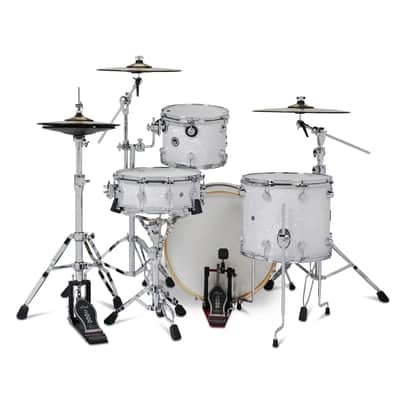 FREE TOM REBATE! - DW DWe 4pc Complete Electronic/Acoustic Drum Set w/Roland V71 White Marine image 2