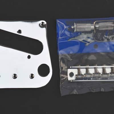 Tele to Bigsby B5/50 WD Conversion Kit: Bridge 6 Saddles + Pickup Plate Chrome image 2