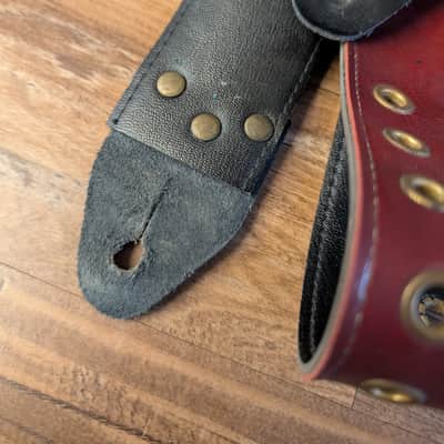 Unbranded Vintage Studded Guitar Strap 2" 1980s Red Cool Strap! image 4