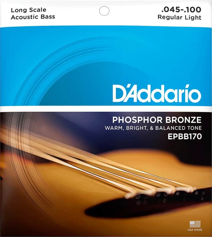 D'Addario EPBB170 Regular Light Phosphor Bronze 4-String Acoustic Bass Strings, 45-100 Long Scale image 1