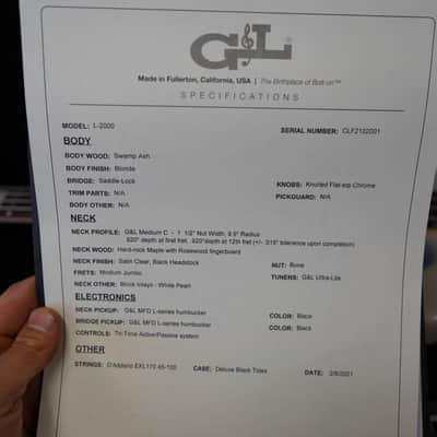 G&L USA L-2000 Blonde 4-String Electric Bass Guitar (2021) image 12