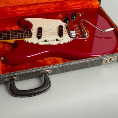 Fender  Mustang Solid Body Electric Guitar (1965), ser. #L41193, original grey hard shell case. image 12