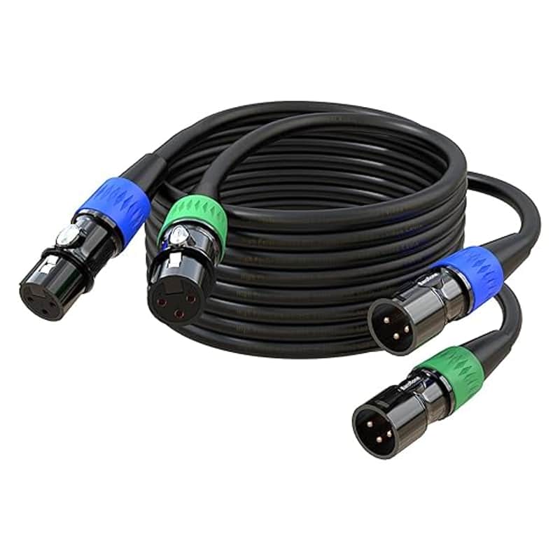 XLR Cables, Microphone Cables 6ft 2 Pack, XLR Speaker Cable Male to Female Gold-Plated 3-Pins Mic Cables Compatible with Microphones, Stage Lighting, Speaker image 1