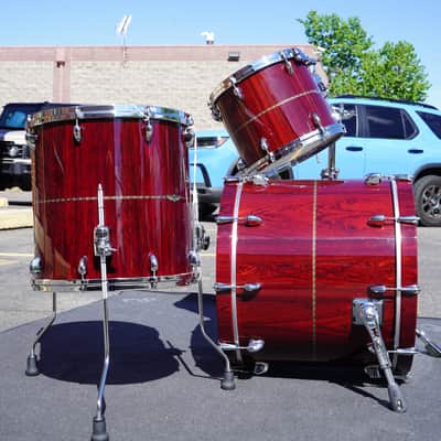 Tama/Japan Star Series 3pc Pure Bubinga Shell Pack - Dark Red Cordia Lacquer | 13", 16", 22" image 4