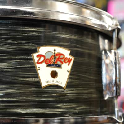 1960s Japan Del-Rey 5.5x14" Mahogany Snare Drum w/ Rings - Black Osyter image 9