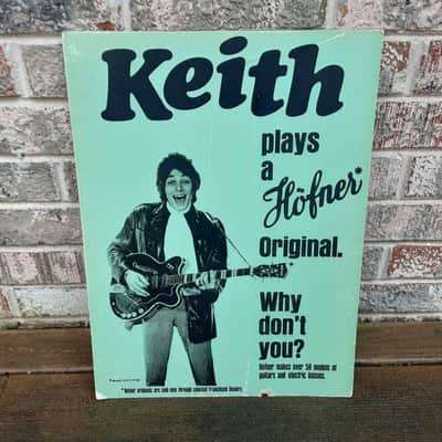 Vintage 1960's "Keith Plays a Hofner" 4575 Dealer Counter Display Sign! Rare, Music Store Advertising! image 1