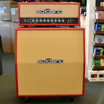 Soldano SlO-100 w/ matching 4x12 Cab British Garnet Bronco/Cane Grill//Creamback image 1