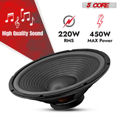 5 Core 15 Inch Car Woofer Audio 450W 4Ohm Deep Bass Replacement Subwoofer Component Loud Speaker image 3