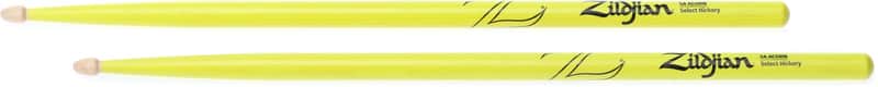 Zildjian Acorn Drumsticks - 5A - Neon Yellow (2-pack) Bundle image 1