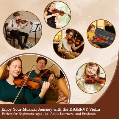 Violin 4/4 Full Size Kit for Beginners, Glossy Violin Fiddle Set for Adults, Students with Violin Case, Bow, Rosin, Fingerboard Sticker, Shoulder Rest, Extra Strings and Bridge(Plywood, Full) image 7