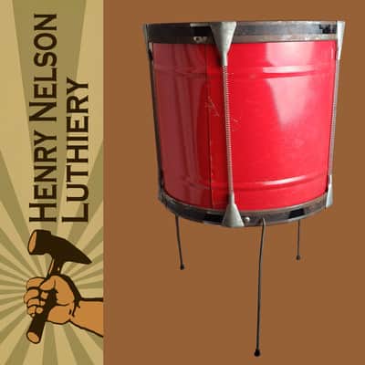 Pair of 1960s Noble & Cooley Tin Toy Tom + Floor Tom Drum - Red Steel w/Legs image 8