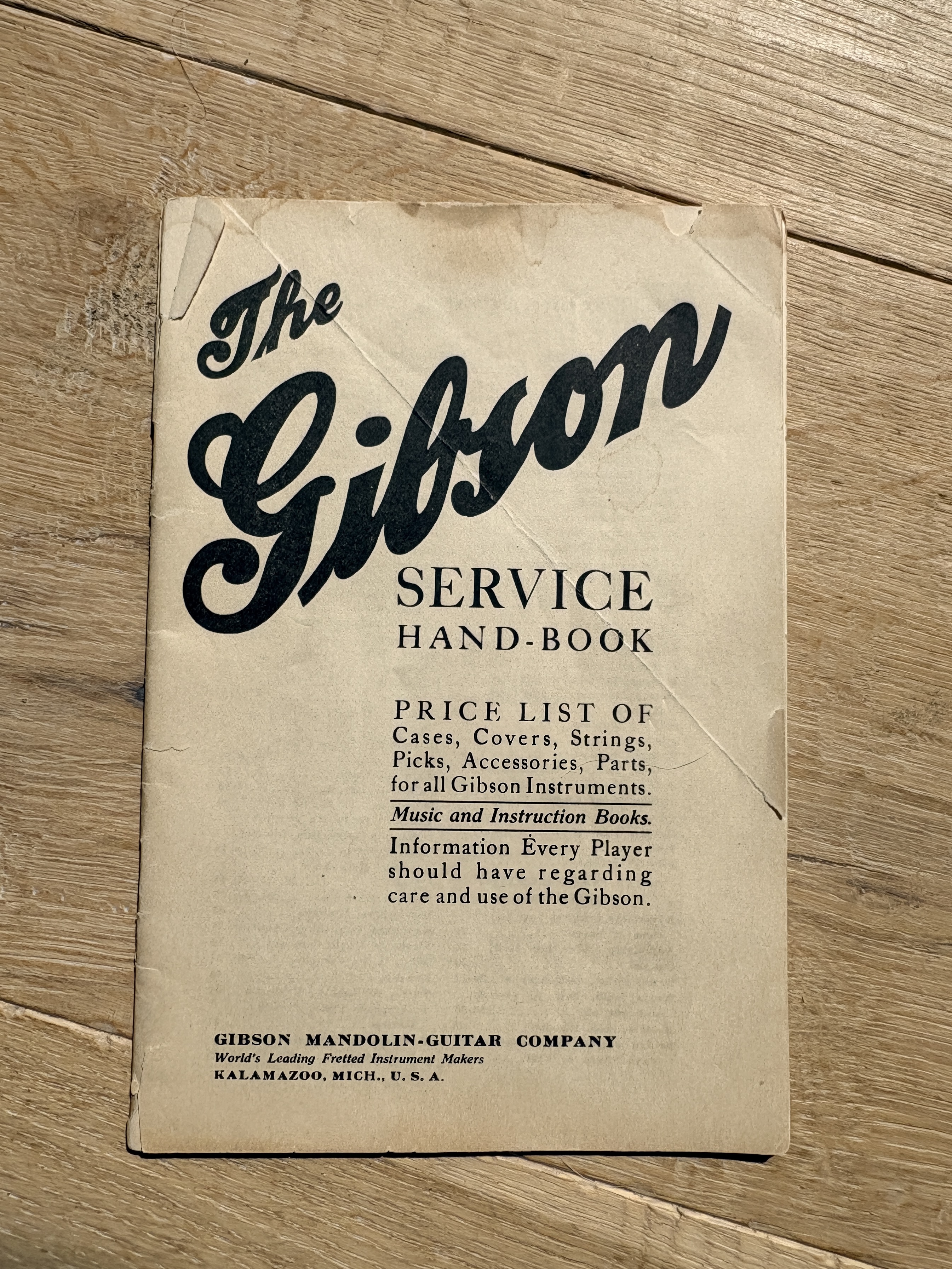 1923 Gibson Service Handbook Rare Collector Pre War Mandolin Guitar price List