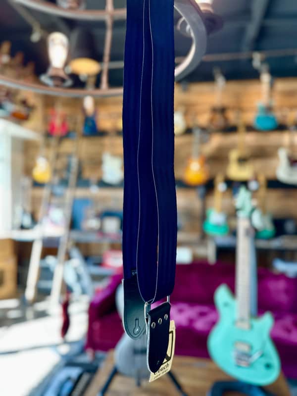 Couch Guitar Straps SB004 Recycled Navy Seatbelt Guitar Strap image 1