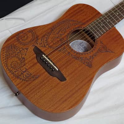 LUNA Safari Tattoo acoustic 3/4 size Travel GUITAR mahogany new w/ Bag + Tuner image 4